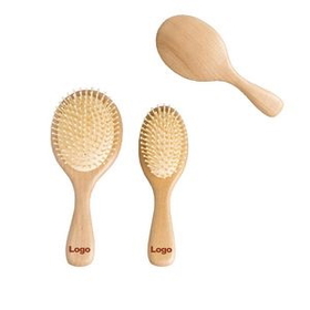 Custom Natural Wood Hair Brush With Wooden Bristles Massage Scalp Comb, 9 4/5" L x 3 4/5" W