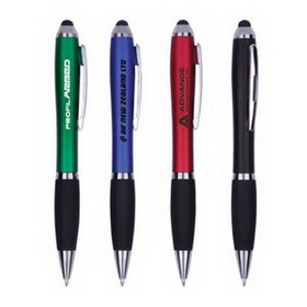 Custom Stylus Ballpoint Pen, The Dorsal Stylus & Colored Barrel Pen, 5.375" L x 5/8" W