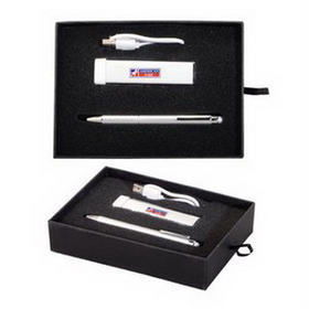 Custom The Savvy Power Bank & Stylus Pen Gift Set, 6.875" L x 5.25" W
