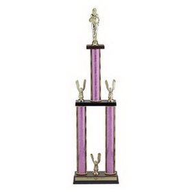 Custom Maroon Moonbeam Triple Column Trophy w/Figure & Eagle Trim (28")