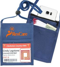 Custom Double Pocket Badge wallet w/ Printed 3/8" Lanyard