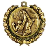 Custom Stock Basketball Male Medal w/ Wreath Edge (1 1/2