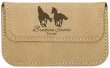 Custom Light Brown Laserable Leatherette Flexible Business Card Holder, 4 1/2