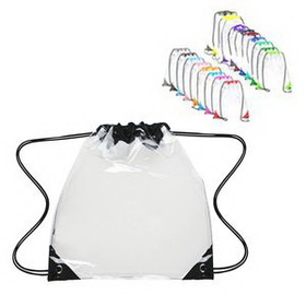 Custom PVC Clear Drawstring Backpack, 12 1/2" L x 16 1/2" H