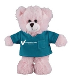 Custom Soft Plush Pink Bear in Scrub Shirt 8