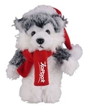 Custom Soft Plush Husky with Christmas Scarf and Hat 12