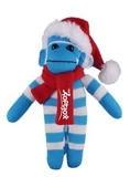 Custom Blue Sock Monkey (Plush) with Christmas Scarf and Hat 10