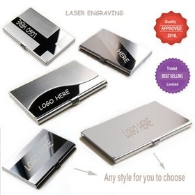 Custom Stainless Steel Business Card Case, 3 11/16" L x 2 9/32" W