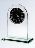 Custom Jade Glass Arch Clock, Silver Black Face, 7 1/4