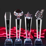 Custom Clear Crystal Star Award On Glass Base, 2 7/10