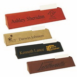 Custom Laserable Leatherette Desk Wedge with Business Card Holder - Screened, 10.5