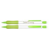 Custom White Barrel Mechanical Pencil W/ Fluorescent Yellow Rubber Grip, 6