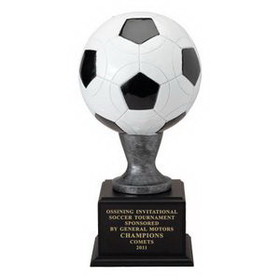 Custom Resin Soccer Trophy on Wood Base (16")