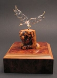 Custom 116-11004  - Eagle-Eye Awareness Award on Manzanita Wood on Authentic Burlwood Base