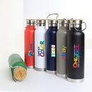 Custom Scenesetter 22oz Double Wall 18/8 Stainless Steel Vacuum Insulated Bottle with Bamboo Cap