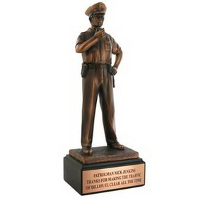 Custom Electroplated Bronze Police Officer Trophy on Black Base (12")