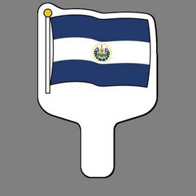 Custom Hand Held Fan W/ Full Color Flag Of El Salvador, 7 1/2" W x 11" H