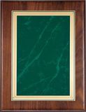 Blank American Walnut Plaque w/ Green Marble Plate & Gold Border (9