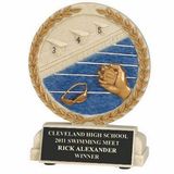 Custom Swimming Stone Resin Trophy w/ Engraving Plate