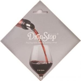 Custom 2 Pack Dropstop Wine Pourer W/ Grape Motif & Solid Rack Card, 3" Diameter
