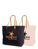 Custom Cotton Shopping / Beach Tote with Leather Handles, 21.5