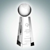 Custom Top Of World Globe Optical Crystal Award (Small), 6