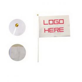 Custom Mini White Hand Signal Flag, 8" L x 5 1/2" W x 12" H