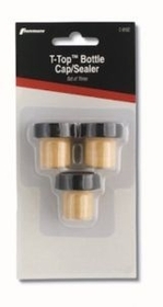 Blank 3 Piece T-Top Bottle Stoppers Set On A Card, 1 1/15" Diameter X 1 1/8" L