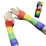 Blank Rainbow Fishnet Fingerless Gloves
