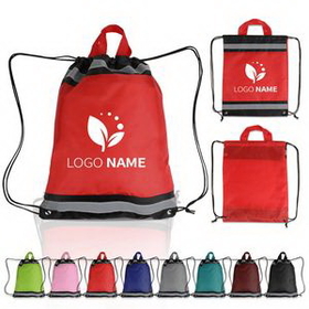 Custom Reflective Polyester Drawsting Backpacks, 13.50" L x 16.5" W