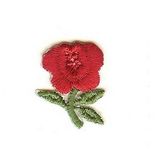 Custom Floral Embroidered Applique - Rose W/ Stem