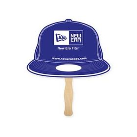 Custom Baseball Hat Shape Single HAND FAN, 8" W x 8" H