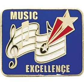 Blank Hard Stoned Enamel Music Pins (Music Excellence), 1" L x 3/4" W
