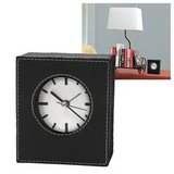 Custom Leatherette Desk Clock, 4 1/2