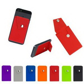 Custom Silicone Phone Card Holder With Snap, 2 1/4" W x 3 3/4" H