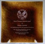 Custom Large Jade Glass Gold Leaf Square Plate Award