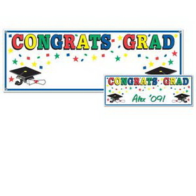 Custom Congrats Grad Sign Banner, 5' W x 21" L