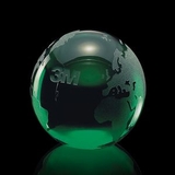 Custom Green Optical Globe Crystal Award, 3 1/8
