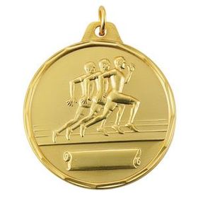 Custom Male Track Runners IR Series Gold Medal w/ Scroll (1 1/2")