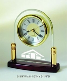 Custom Pino Finish Wood Arch Alarm Clock, 5.75