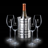 Custom 5 Piece Perla Wine Cooler Set W/ 4 Woodbridge Wine Glasses