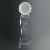 Custom Optical Crystal Male Tennis Trophy w/Ball, 8 3/4