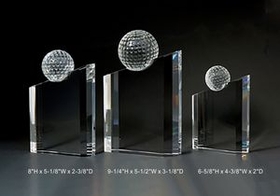 Custom Golf Optical Crystal Award Trophy., 6.625" L x 4.375" W x 2" H