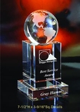 Custom World Tower Optical Crystal Award Trophy., 7.5