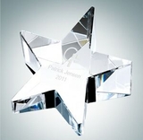 Custom Slant Star Optical Crystal Paper Weight, 4