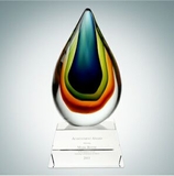 Custom Art Glass Teardrop Optical Crystal Award, 8 1/2