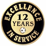 Blank Excellence In Service Pin - 12 Years, 3/4