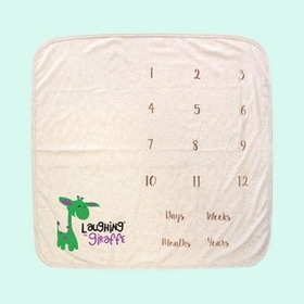 Custom The Laughing Giraffe 65% Polyester/35% Cotton Milestone Blanket - Oatmeal, 30" W x 40" L