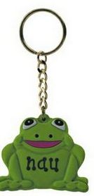 Custom 2-D Rubber Frog Keychain, Pad Printed, 1 1/2" W X 1 7/8" L