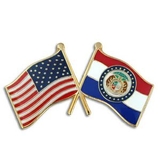 Blank Missouri & Usa Crossed Flag Pin, 1 1/8